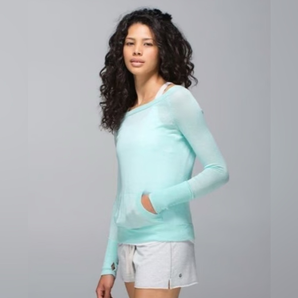 Lululemon Chai Time Pullover II Heathered Aquamarine Light Knit Sweater Top 4-6